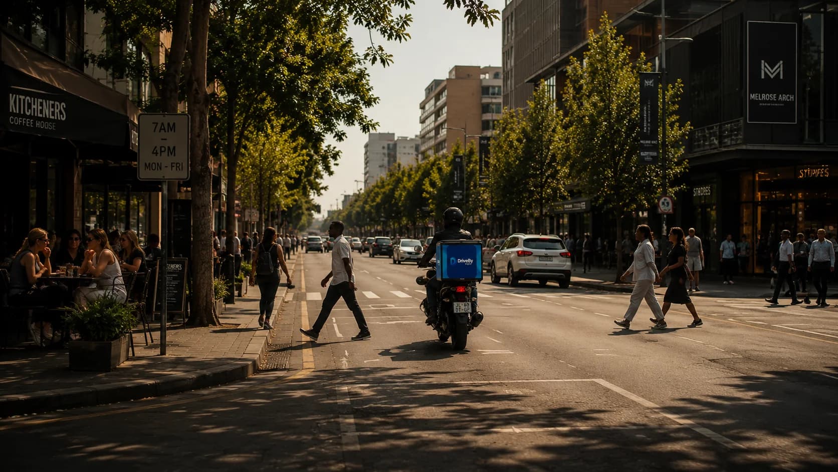 Active city lifestyle showing pedestrian movement and retail districts